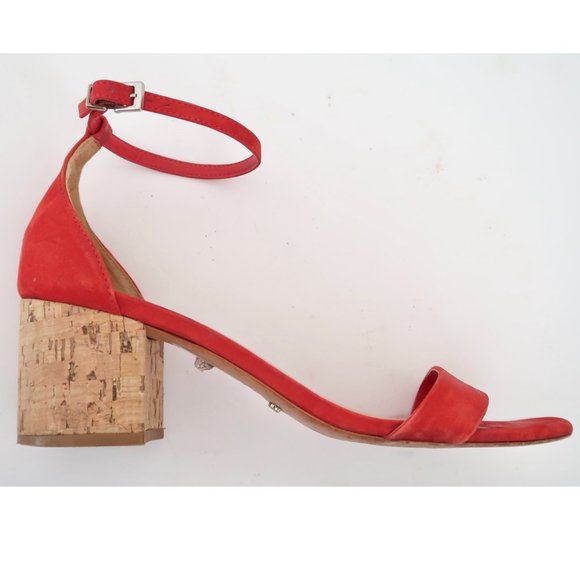SCHUTZ Chime City red suede & cork heel sandals - Picture 3 of 8